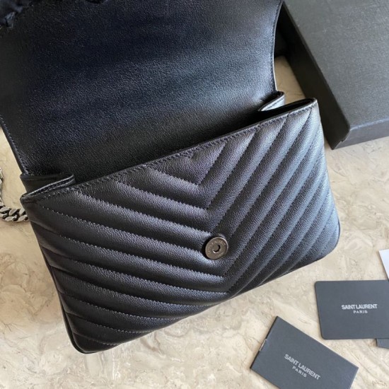 Replica Borsa a tracolla YSL Saint Laurent Medium Envelope Kate Chain Mix Matelasse Nero Argento