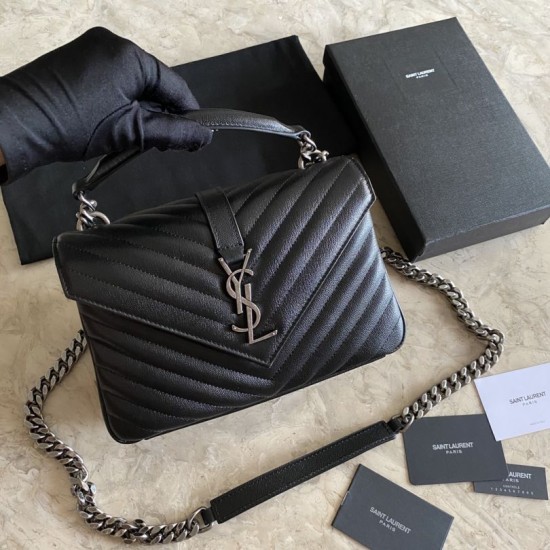 Replica Borsa a tracolla YSL Saint Laurent Medium Envelope Kate Chain Mix Matelasse Nero Argento