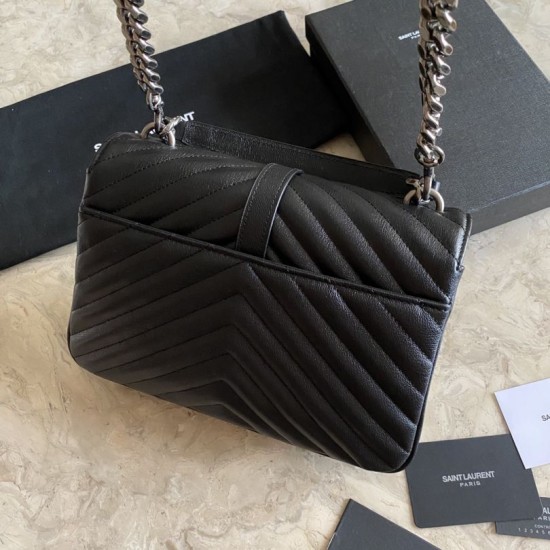 Replica Borsa a tracolla YSL Saint Laurent Medium Envelope Kate Chain Mix Matelasse Nero Argento