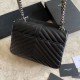 Replica Borsa a tracolla YSL Saint Laurent Medium Envelope Kate Chain Mix Matelasse Nero Argento