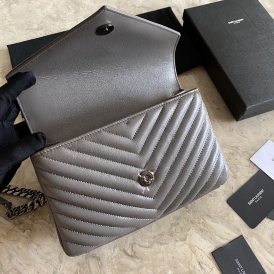 Replica Borsa a tracolla YSL Saint Laurent Medium Envelope Kate Chain Mix Matelasse Grey