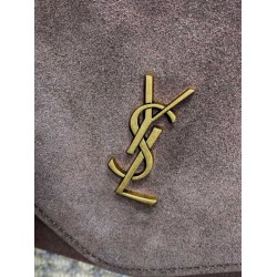 YSL Saint Laurent Cassandre Borsa a busta grande con catena scamosciata marrone