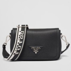 Borsa a tracolla piccola Prada Flap Granata Nera