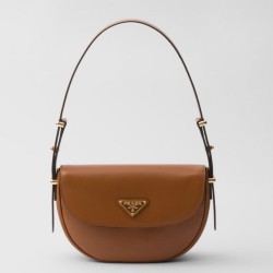 Prada Arque Shoulder Bag con Flap Brown