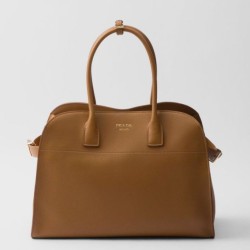Prada Large Tote Bag con Fibbie Marrone