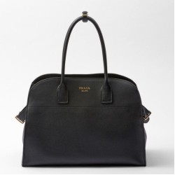 Prada Large Tote Bag con Fibbie Nero