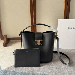 Borsa a secchiello piccola/media Celine Louise Nero Pelle di vitello liscia