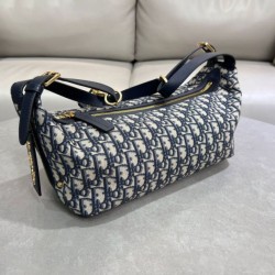 Borsa D-Journey piccola/media Dior Oblique Jacquard blu