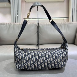Borsa D-Journey piccola/media Dior Oblique Jacquard blu