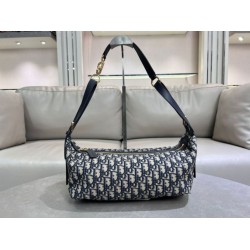 Borsa D-Journey piccola/media Dior Oblique Jacquard blu