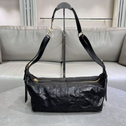 Borsa Macrocannage piatta piccola/media D-Journey Dior nera stropicciata