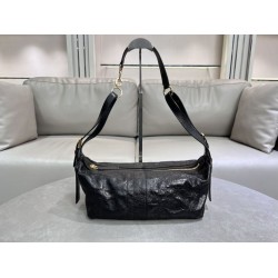 Borsa Macrocannage piatta piccola/media D-Journey Dior nera stropicciata