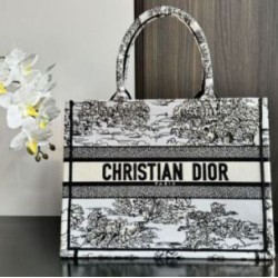 Borsa Dior Dior Book Tote media ricamata con motivo Dior Around the World multicolore