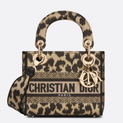 Dior Mini Borsa Lady D-Lite Multicolore Ricamo Mizza Beige
