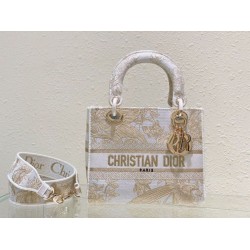 Dior Media Borsa Lady D-Lite Ricamo Jardin d'Hiver Oro Dior Media Borsa Lady D-Lite Ricamo Jardin d'Hiver Oro