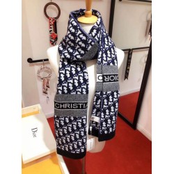 Dior CD Stola Oblique Lana e Cashmere Blu Dior CD Stola Oblique Lana e Cashmere Blu