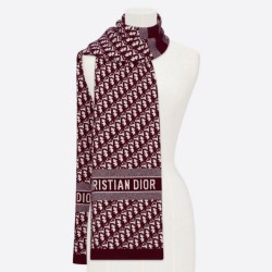 Dior CD Stola Oblique Lana e Cashmere Bordeaux