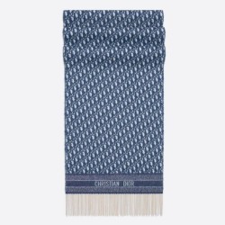 Dior Oblique Sciarpa Blu Cashmere