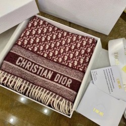 Dior Oblique Sciarpa Cashmere Borgogna