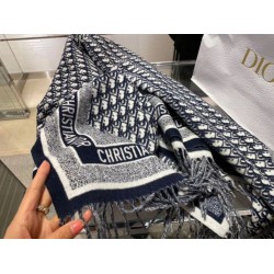 Dior Oblique Coperta Lana e Angora Blu Navy Dior Oblique Coperta Lana e Angora Blu Navy