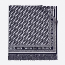 Dior Oblique Coperta Lana e Angora Blu Navy