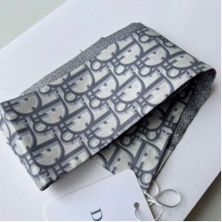Dior Oblique Mitzah Sciarpa Twill di Seta Grigio