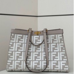 Fendi Peekaboo-Tote Bag FF Grigio