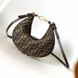 Fendi Fendigraphy Mini Bag Marrone FF Jacquard Fabric