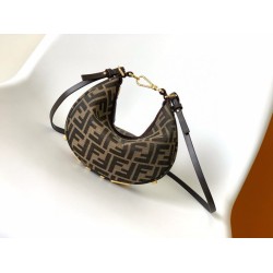 Fendi Fendigraphy Mini Bag Marrone FF Jacquard Fabric Fendi Fendigraphy Mini Bag Marrone FF Jacquard Fabric
