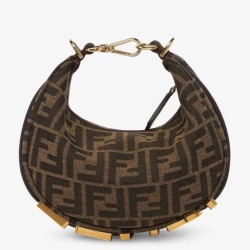 Fendi Fendigraphy Mini Bag Marrone FF Jacquard Fabric