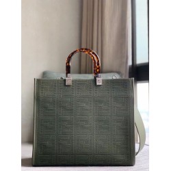 Borsa shopper media Sunshine Fendi Tessuto FF Verde Borsa shopper media Sunshine Fendi Tessuto FF Verde