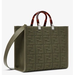 Borsa shopper media Sunshine Fendi Tessuto FF Verde