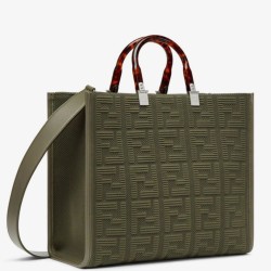Borsa shopper media Sunshine Fendi Tessuto FF Verde