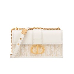 Dior 30 Montaigne East-West Bag Dior Oblique denim con catena Cream