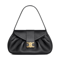 Celine Borsa Polly media Pelle di vitello morbida nera