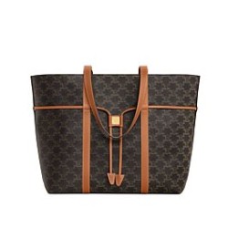 Borsa con coulisse Celine Cabas Triomphe Caffè