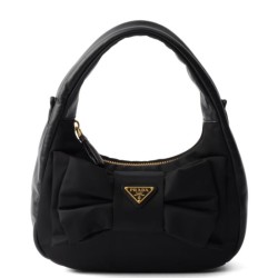 Mini-bag in nylon/nappa Prada Re-Nylon con fiocco 1BC241 Nero
