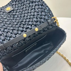 Borsa a tracolla in rafia all'uncinetto Prada Nera