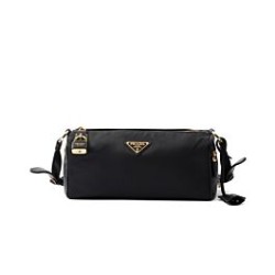 Borsa a tracolla media Prada in Re-Nylon Con lucchetto 1BC233 Nero