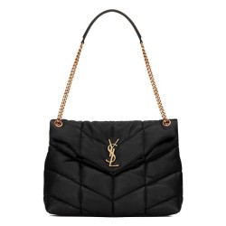 Borsa media YSL Saint Laurent Puffer in nappa nera