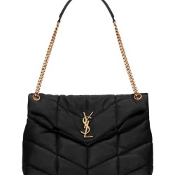 Borsa media YSL Saint Laurent Puffer in nappa nera
