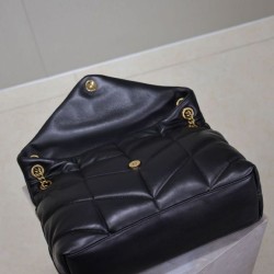 Borsa media YSL Saint Laurent Puffer in nappa nera