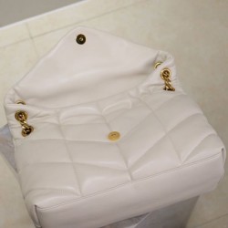 Borsa media YSL Saint Laurent Puffer in nappa color crema