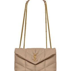 Borsa imbottita Toy YSL Saint Laurent in pelle di agnello color albicocca