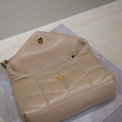Borsa imbottita Toy YSL Saint Laurent in pelle di agnello color albicocca