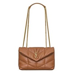 Borsa imbottita Toy YSL Saint Laurent in pelle di agnello Caffè