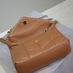 Borsa imbottita Toy YSL Saint Laurent in pelle di agnello Caffè