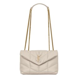 Borsa imbottita Toy YSL Saint Laurent in pelle di agnello Crema