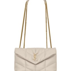 Borsa imbottita Toy YSL Saint Laurent in pelle di agnello Crema