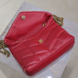 Borsa imbottita Toy YSL Saint Laurent in pelle di agnello rossa